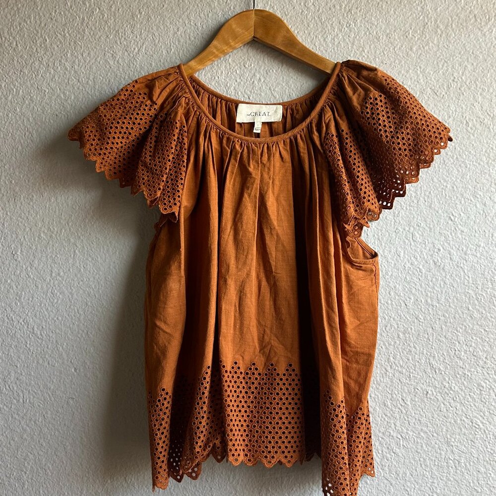 THE GREAT. Eyelet Blouse